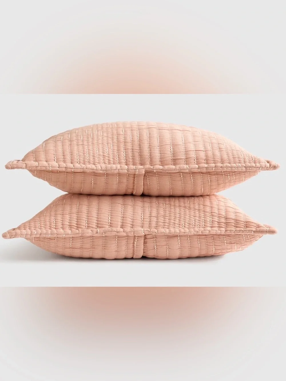 NWOT Quince Organic Cotton Channel Stitch Sham Set, Standard (Coral Pink)